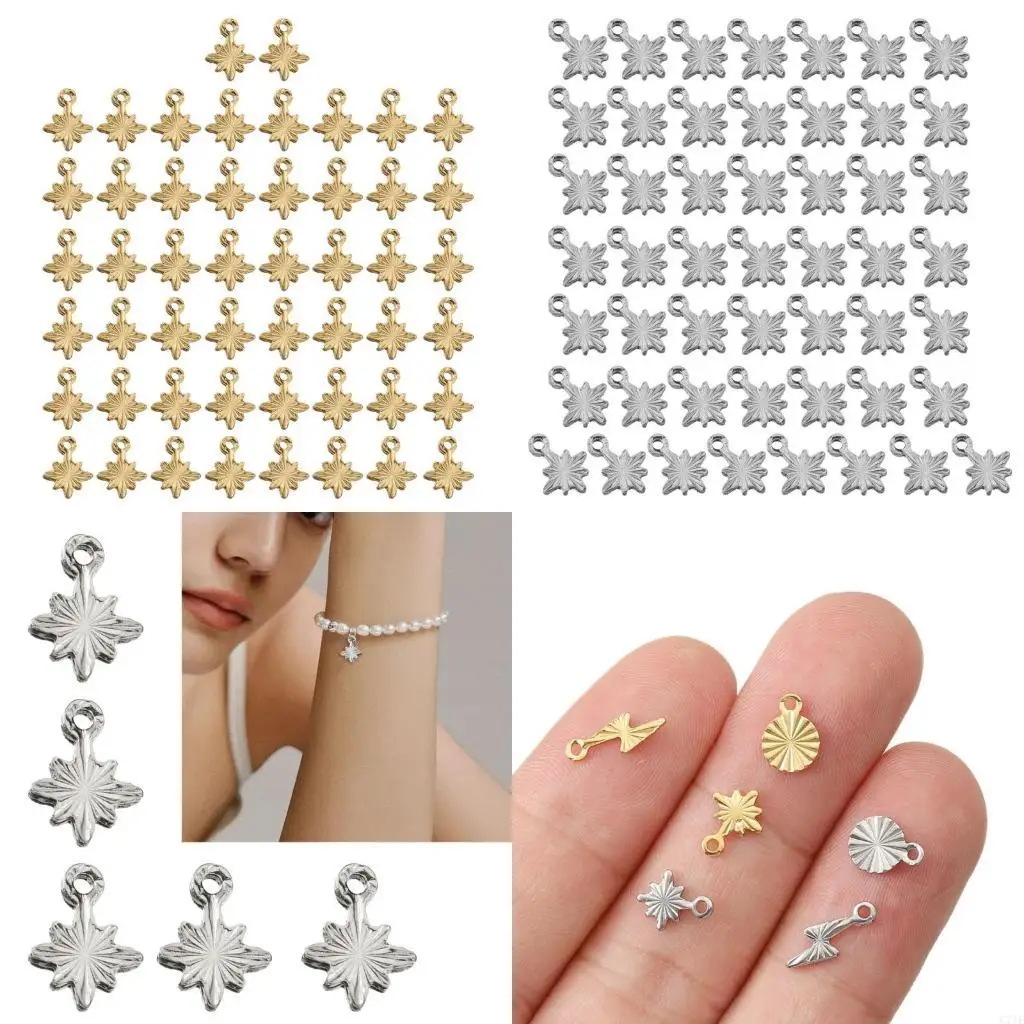  50 Pieces Vintage Stainless Steel Charm Pendant for Necklaces and Bracelets Fashionable Jewelry Making Accessories