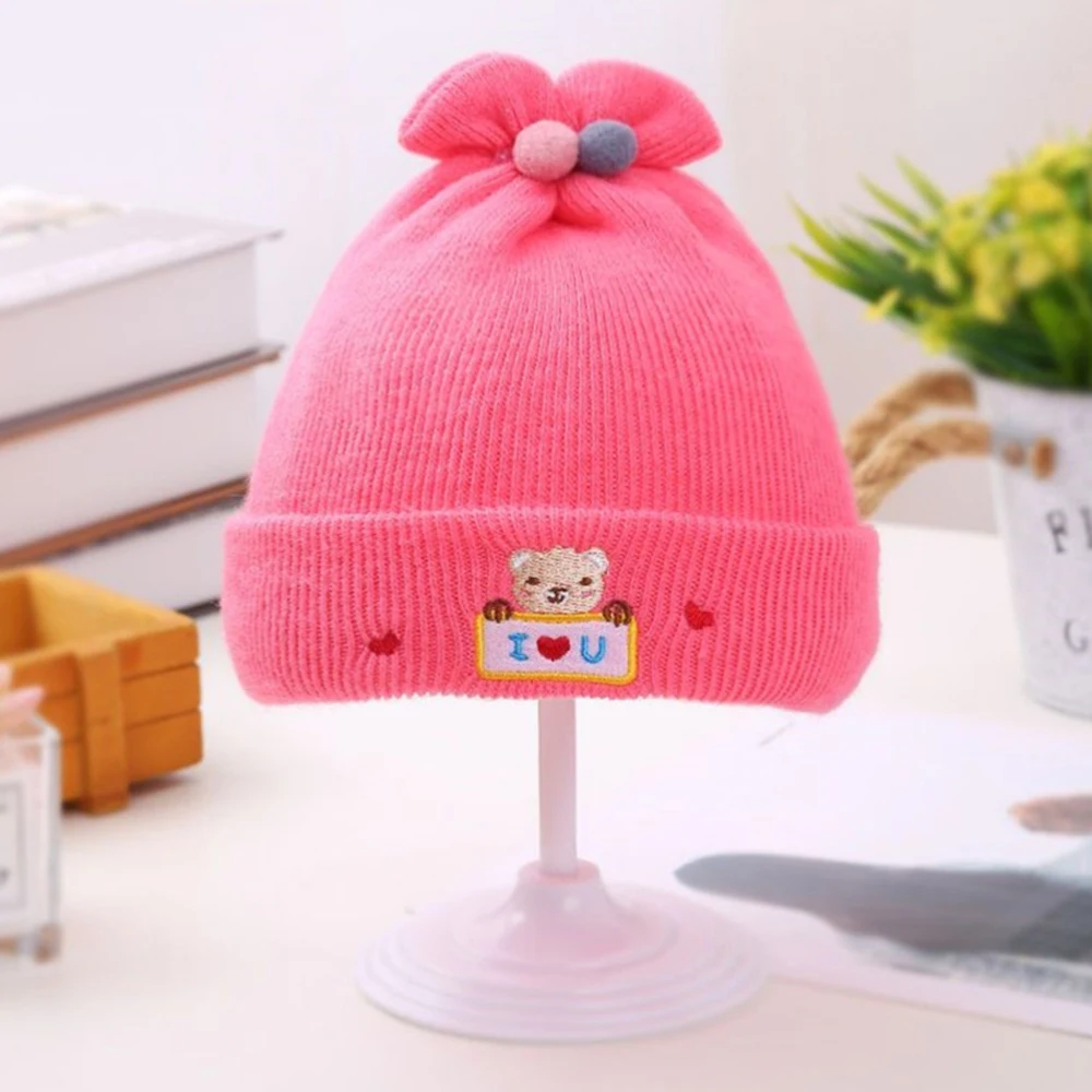 Newborn Baby Caps I LOVE YOU Baby Knitted Wool Hat Autumn Winter Soft Kid's Beanie Hats For Kids 0-6 Month Boys Girls