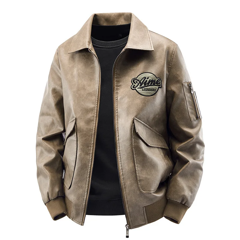 Men's Faux Leather Jacket Spring Autumn Casual Coat