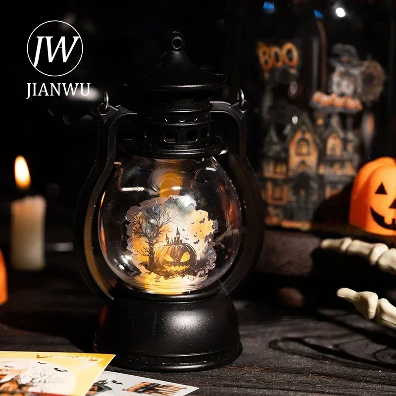 JIANWU Gothic Siege Series Vintage Dark Halloween Material Collage PVC Transfer Sticker Creative DIY Journal Stationery