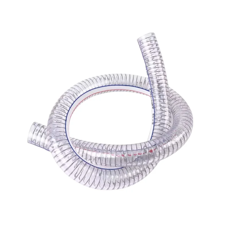 1m PVC Steel Wire Hose Clear Pipe PVC Oil Soft Pipe Tube Reinforced Water Supply Oil Transparent Plastic Steel Hose ID 10-50mm