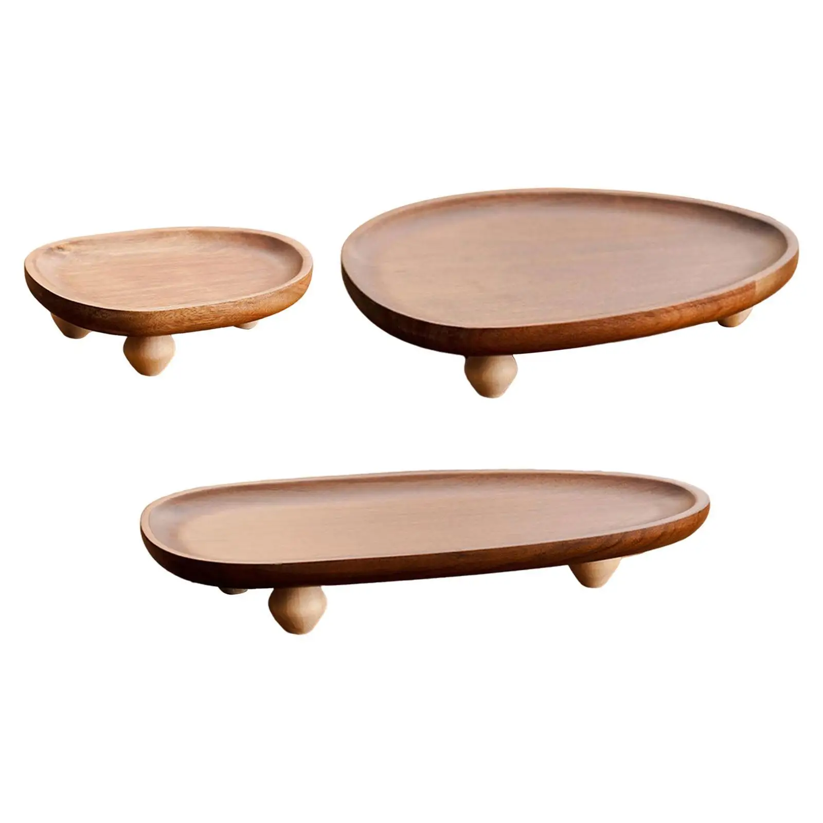 

Wood Pedestal Stand Wooden Serving Tray Multi Purpose Food Storage Food Tray Decorative Riser for Candy Veggies Snack Nuts