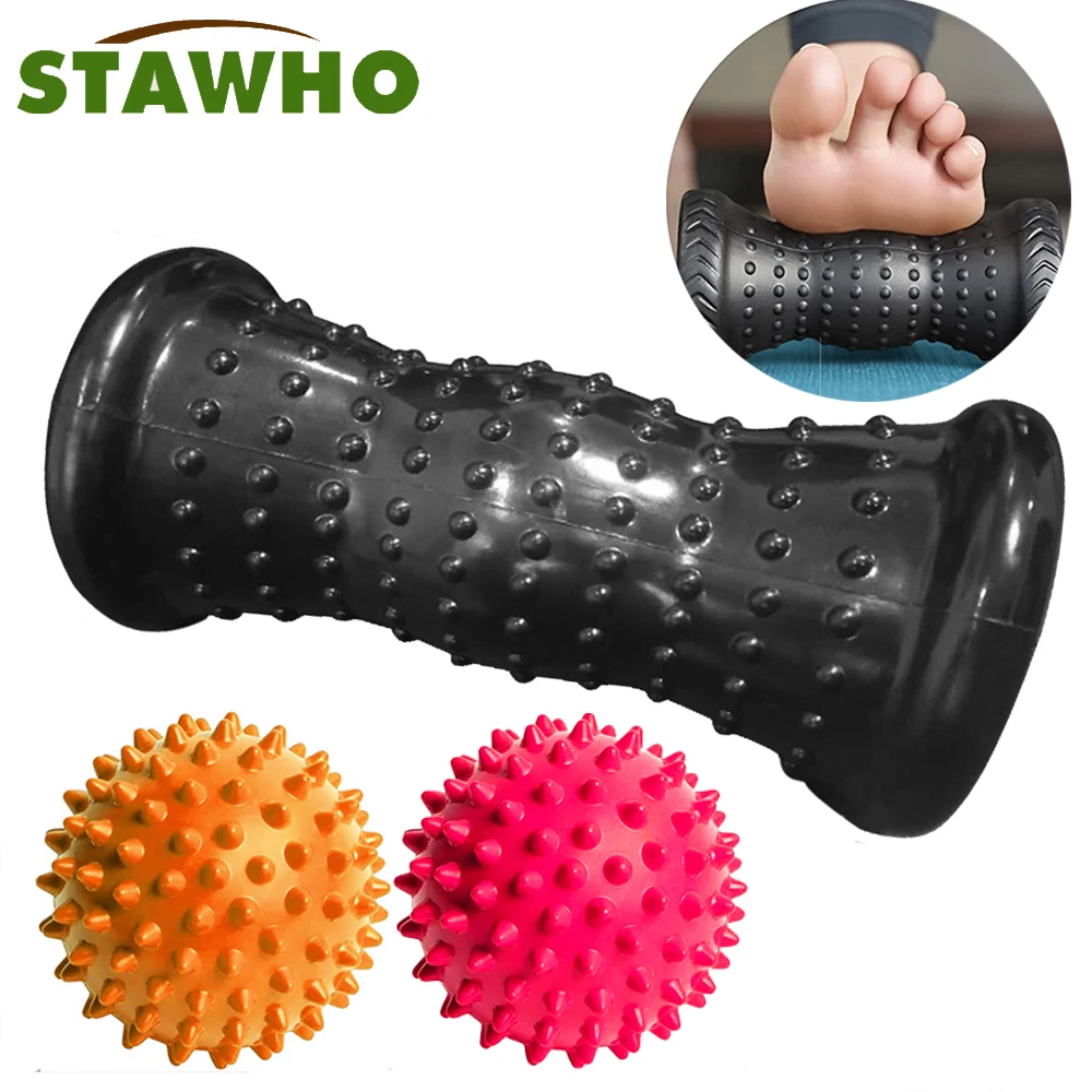 Foot Massager Roller & Spiky Ball Therapy Set,Massage Tool for Muscle Pain from Plantar Fasciitis,for Trigger Point Release