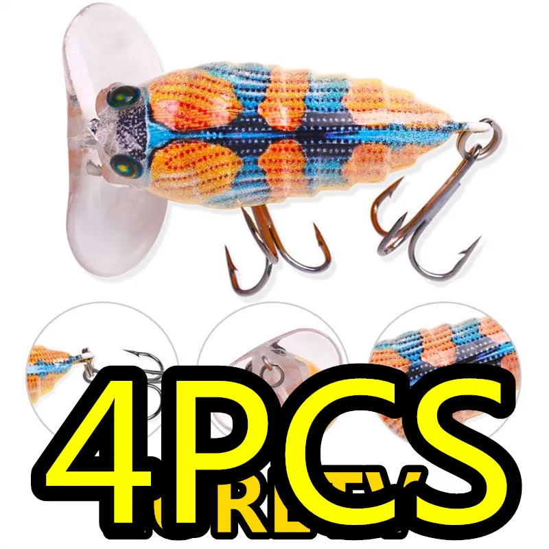 

8008 4 см 10 г 4 шт. LURETV насекомое, цикада знает плавающую поверхность, биомиметическая цикада, плавающая ложная приманка для насекомых