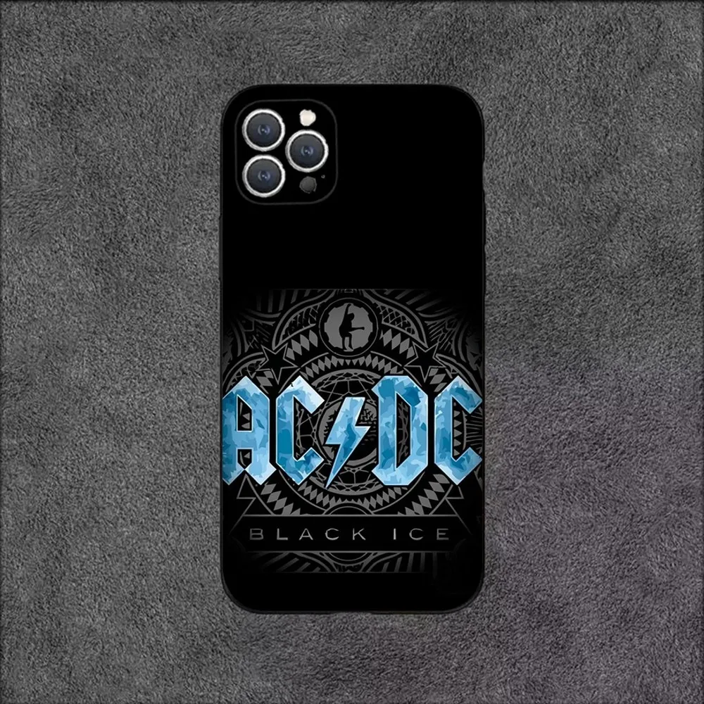 A-AC D-DC Rock Band Phone Case For iPhone 16,15,14,13,12,11,Plus,Pro Max,XS,X,XR,SE,Mini,8,7 Soft Silicone Black Cover