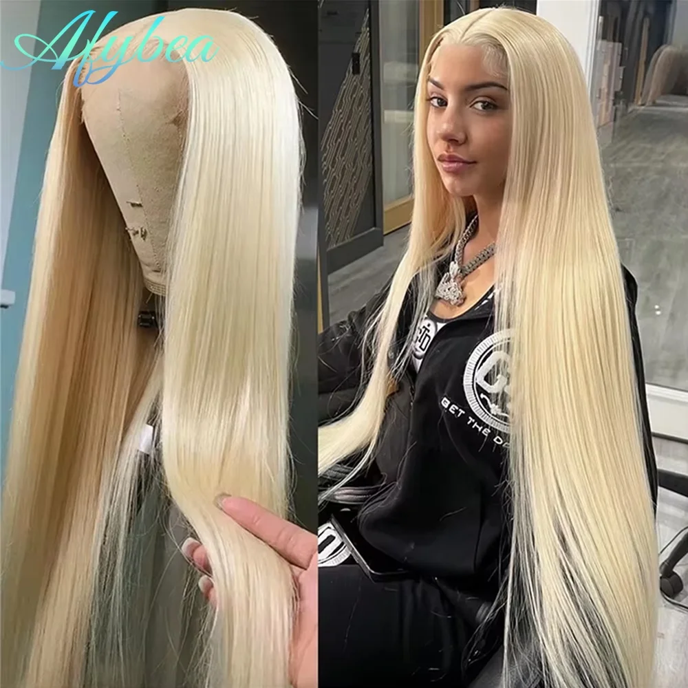 Perruque frontale HD 13x6 13x4 en dentelle transparente, cheveux humains brésiliens blonds raides, densité 210, 30 pouces