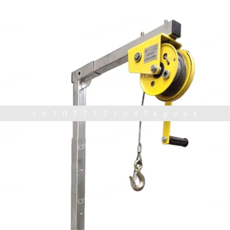 Folding Self-locking Manual Winch Assembly Air Conditioner 10/15/2M Galvanized External Lifting Tool Crane