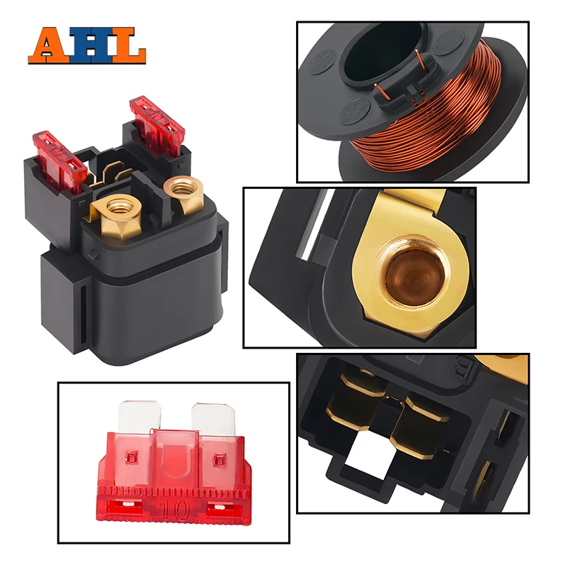 AHL Motorcycle GE Parts Starter Solenoid Relay ignition Key Switch For Yamaha YZFR1YZFR6 YFZ450 YFM450 Grizzly 450 660 XV1600