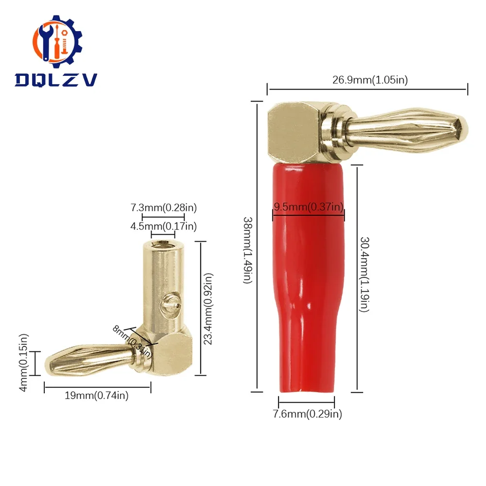 Right Angle 90 Degree 4mm Banana Plug Screw L Type Binding Post Amplifiers Video Speaker Adapter Connector