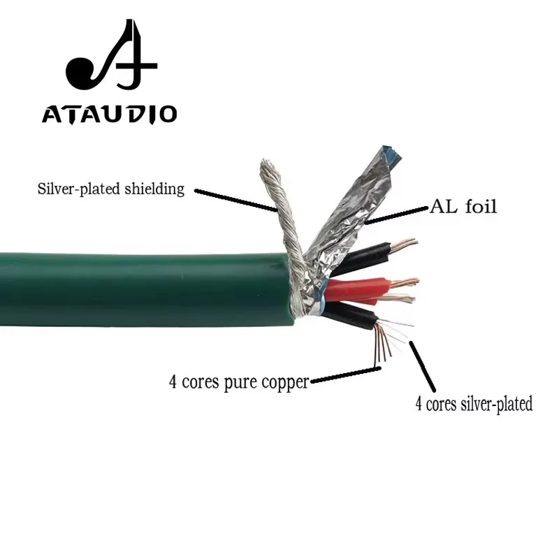 ATAUDIO 2328 Cavo sfuso audio RCA HiFi placcato argento e rame Cavo sfuso ad alte prestazioni per fai da te