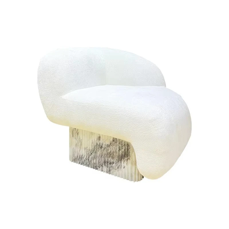 

Unique designer modern hotel natural marble base cloth leisure chair living room accent chair single armchair luxury