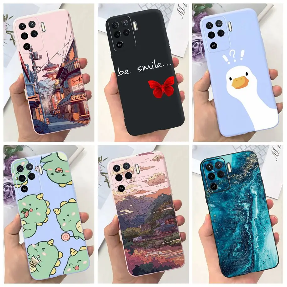 For OPPO A74 A94 Case CHP2219 CPH2203 Phone Cover Cute Duck Dinosaur Slim Matte Funda For OPPO A74 A 94 5G OPPOA74 CPH2197 Coque