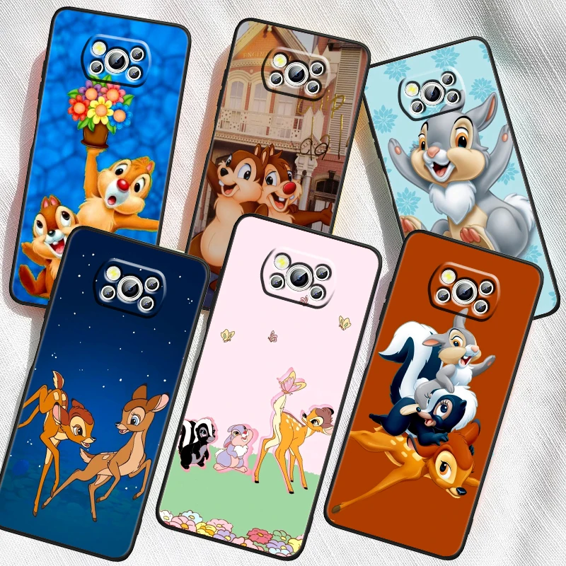 

Bambi Deer Cute Cartoon Rabbit For Xiaomi Mi Poco F5 F4 F3 X6 X5 X4 X3 M6 M5 M5S M4 M3 C65 Pro GT NFC 5G Black Back Phone Case