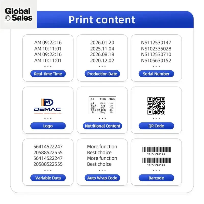 DEMAC T50 Smart Thermal Transfer Printer 300DPI for QR Code Barcode GS1 Mode Coding Machine