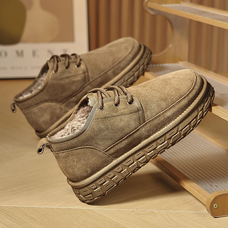 

Men’s Thermal Winter Footwear, Faux Fur & Waterproof, One-Click Slip-On for New Year’s Brunch & Snowy Streets