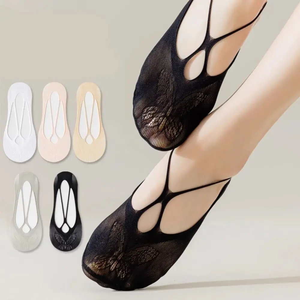 

1 pair Short Breathable Solid Color Invisible Hollow Out Fashion Mesh Socks Lace Sock Slippers Boat Socks Women Sling Socks