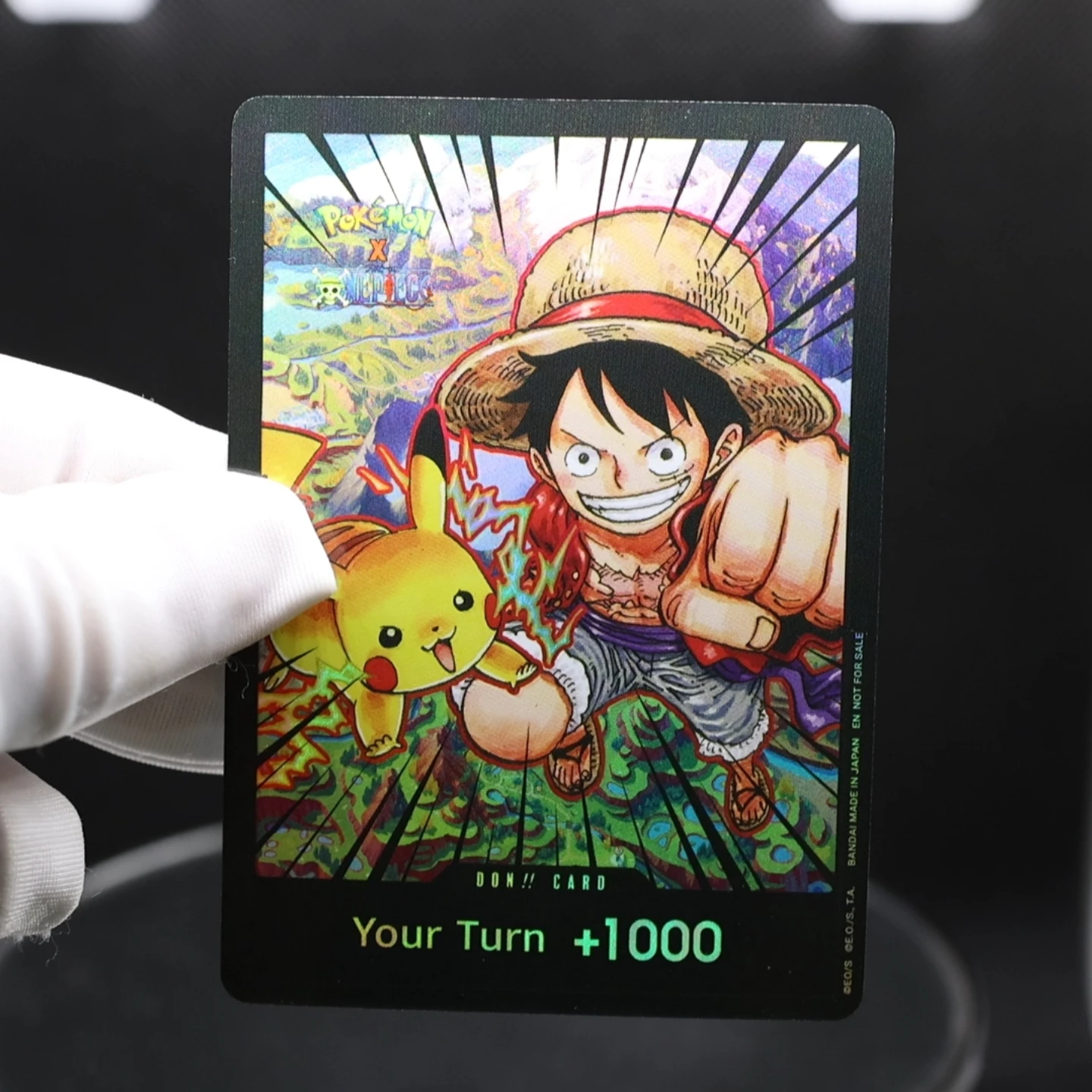 

10pcs/set One Piece TCG OPCG English DON card Luffy x Pikachu DON Textured Foil Card Animation Collectible Cards Game Toys