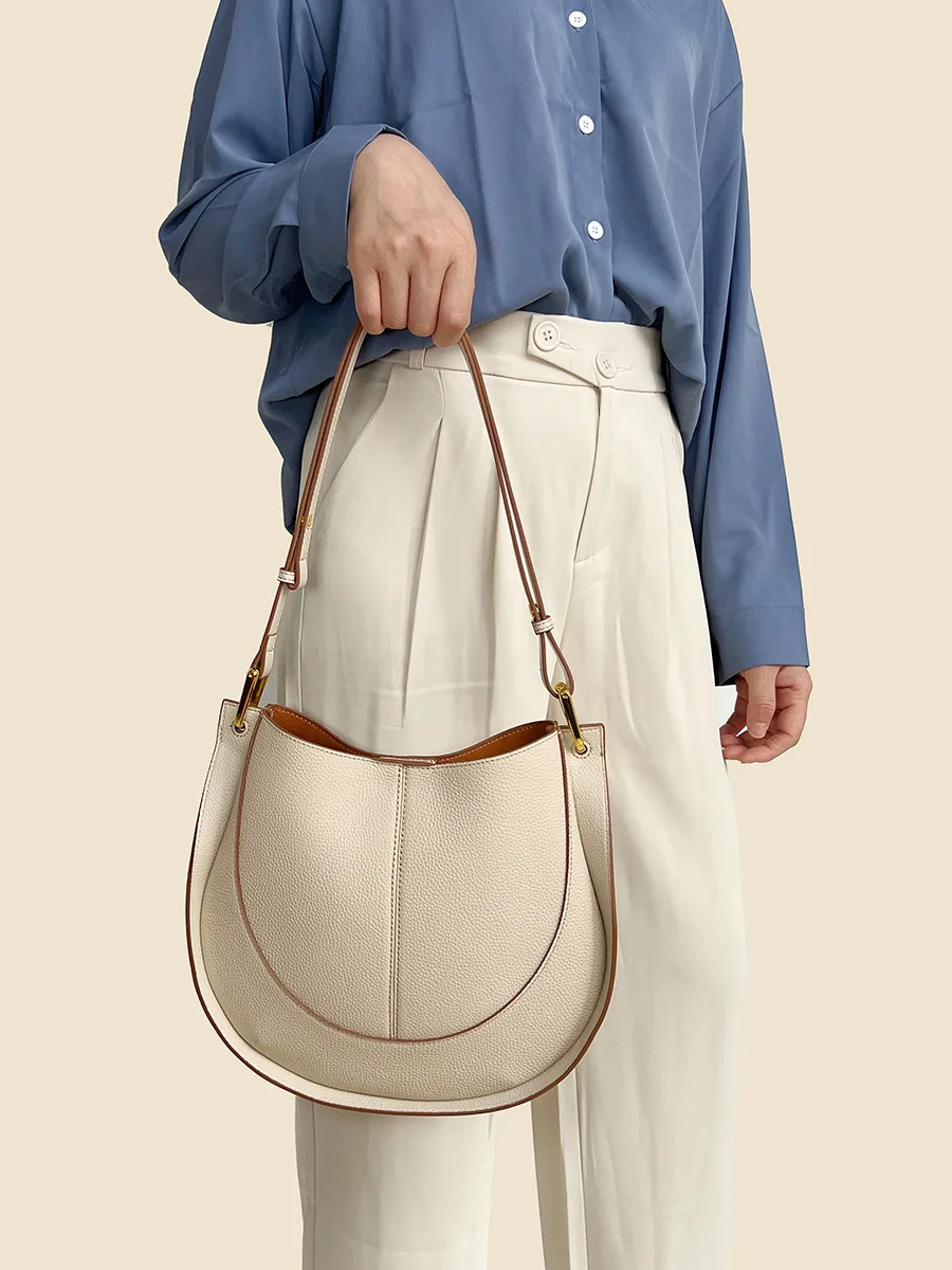 Maxdutti-italiano grande capacidade bolsa de ombro única para mulheres, bolsa de balde mensageiro, couro retrô Blogger, bolsa de sela feminina, moda