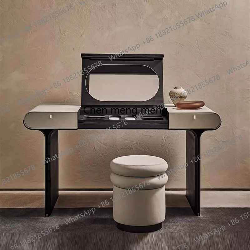 

F150Luxury Retro Stool Vanity Desk Mirror Storage Vintage Drawers Vanity Desk Dressers Dorm Lounges Coiffeuse Furniture For Home