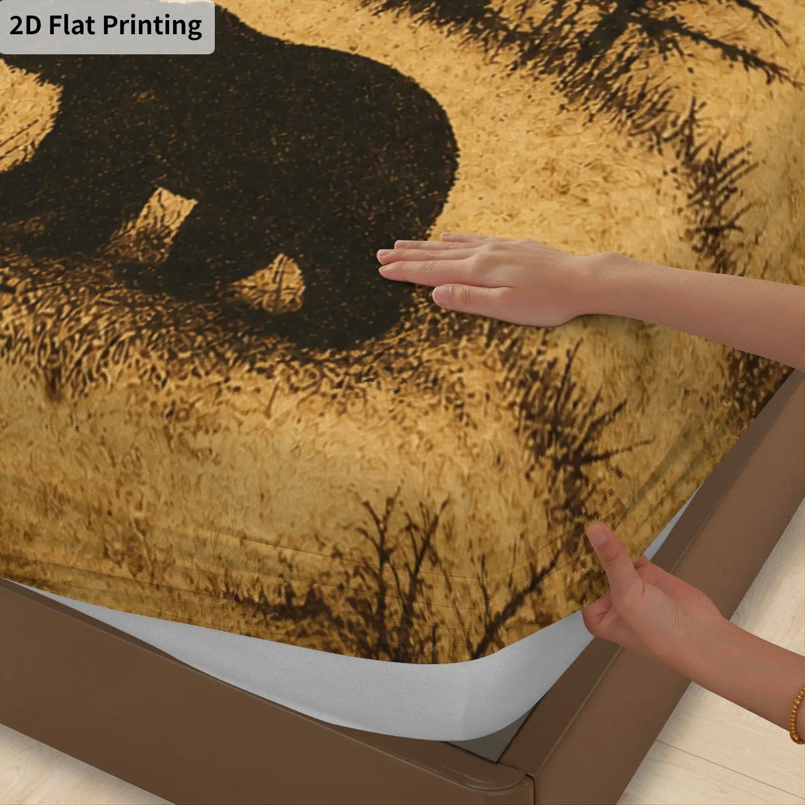 Little Bear Forest Bed Sheets Full Set Printed Fitted Sheet Mattress Protector Breathable Polyester Material (Includes 1 Fitted Sheet + 2 Pillowcases) Mattress Protector Fitted Elastic Style Protective Cover Mattress Protector, Fitted Bedding Set Christmas Themed Bedding Baby Bedding Suitable for Nursery Room