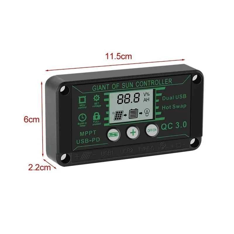 Solarladung MPPT-Controller 100A 90A 60A 30A 20A Wasserdicht 12V 24V Solarpanel Laderegler Dual USB Auto Display