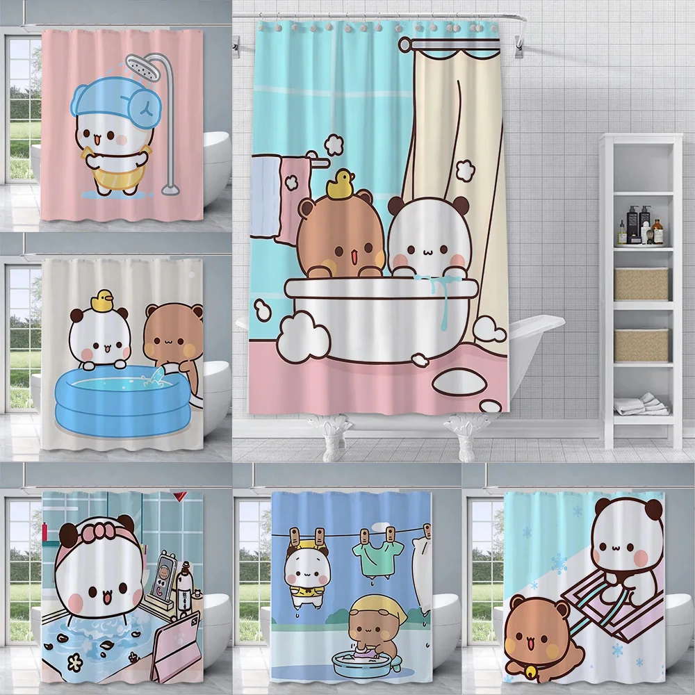 Shower Curtain Waterproof Polyester Fabric Paint Colorful Bath Cartoon Q-Quarto B-Bubu Curtains Home Bathroom Decor With Hook