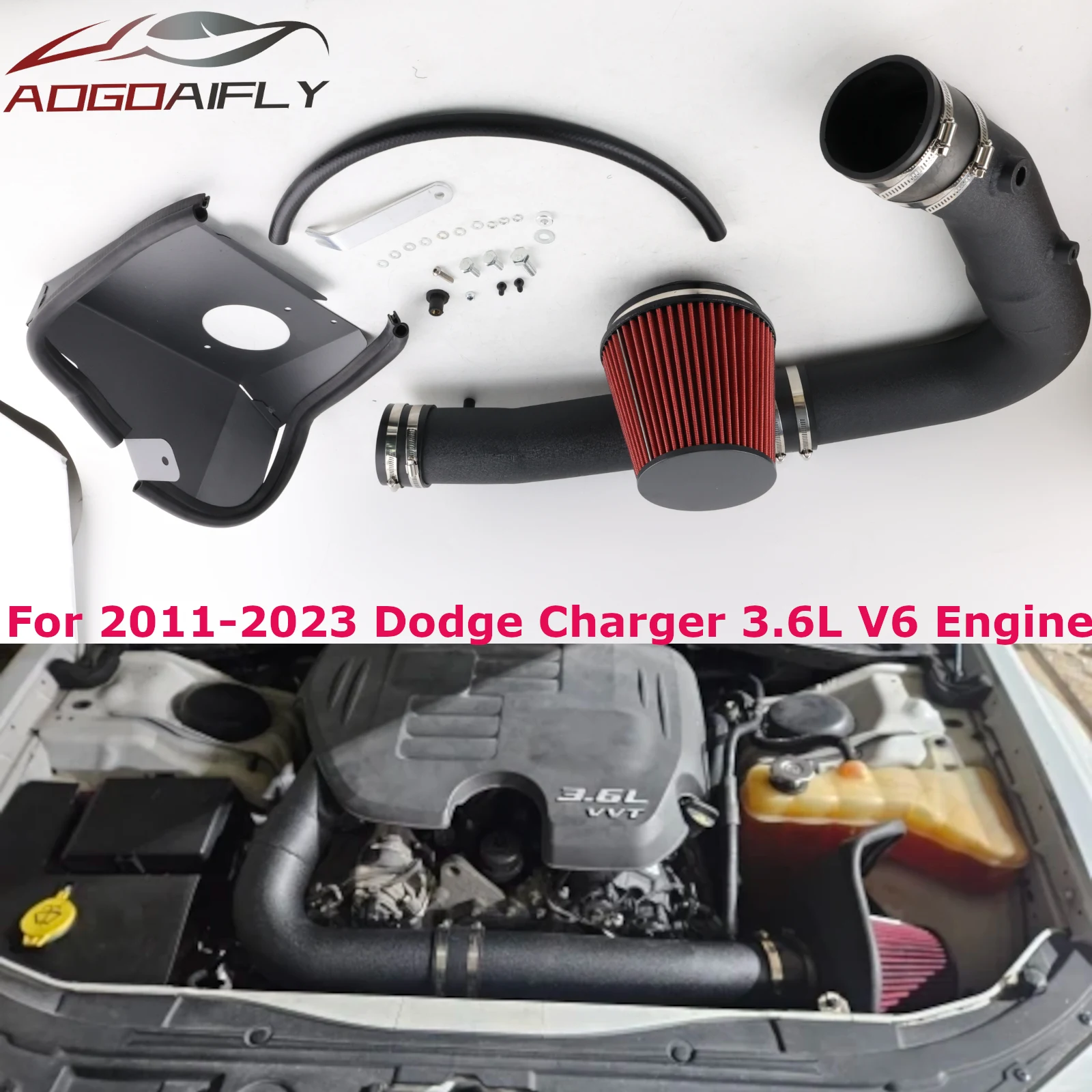Zestaw filtra suchego 3.6L V6 z osłoną termiczną i dolotem zimnego powietrza do Dodge Charger Challenger 2011-2023 oraz Chrysler 300 2014-2015