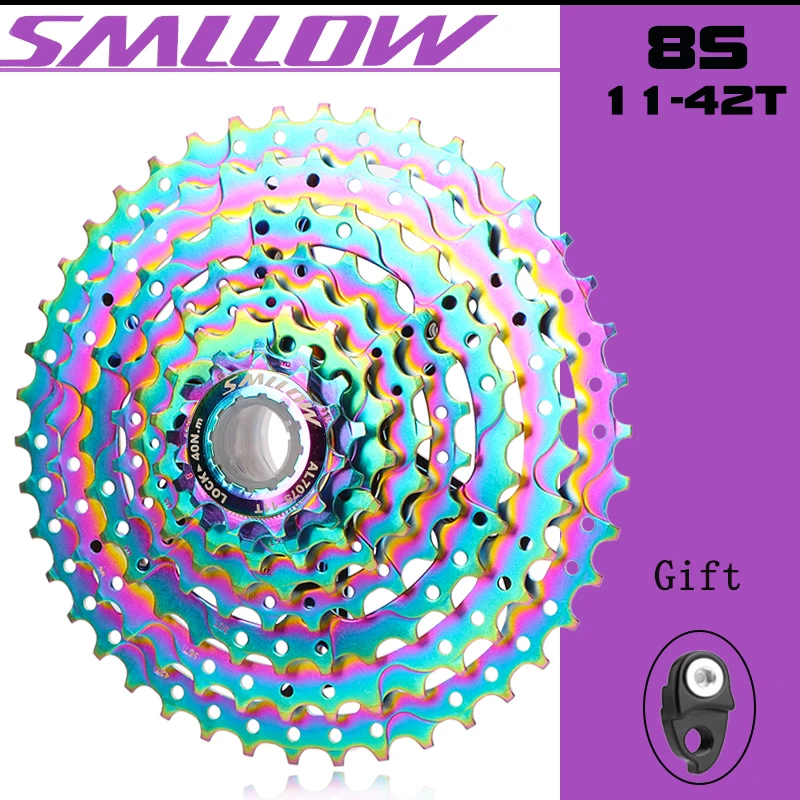 SMLLOW MTB Bicycle Cassette Freewheel Colorful Sprocket 8 Speed 11-42T Mountain Bike 8s Flywheel