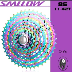 SMLLOW MTB Bicycle Cassette Freewheel Colorful Sprocket 8 Speed 11-42T Mountain Bike 8s Flywheel