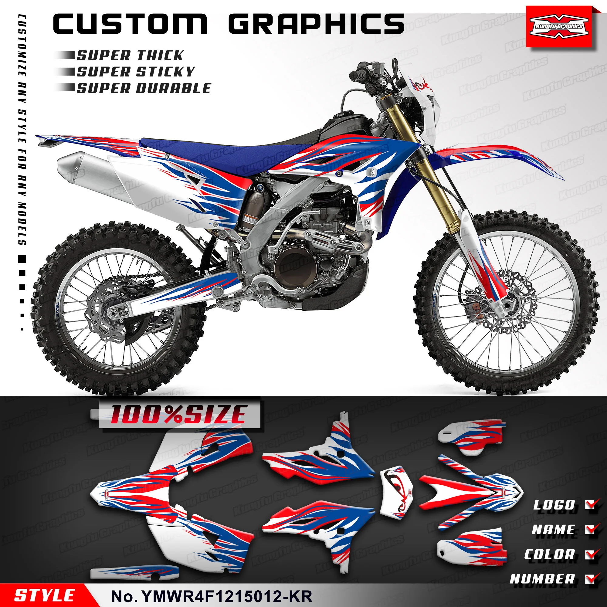 

KUNGFU GRAPHICS MX Stickers Custom Decal Kit for Yamaha WR450F 2012 2013 2014 2015 YMWR4F1215012-KR