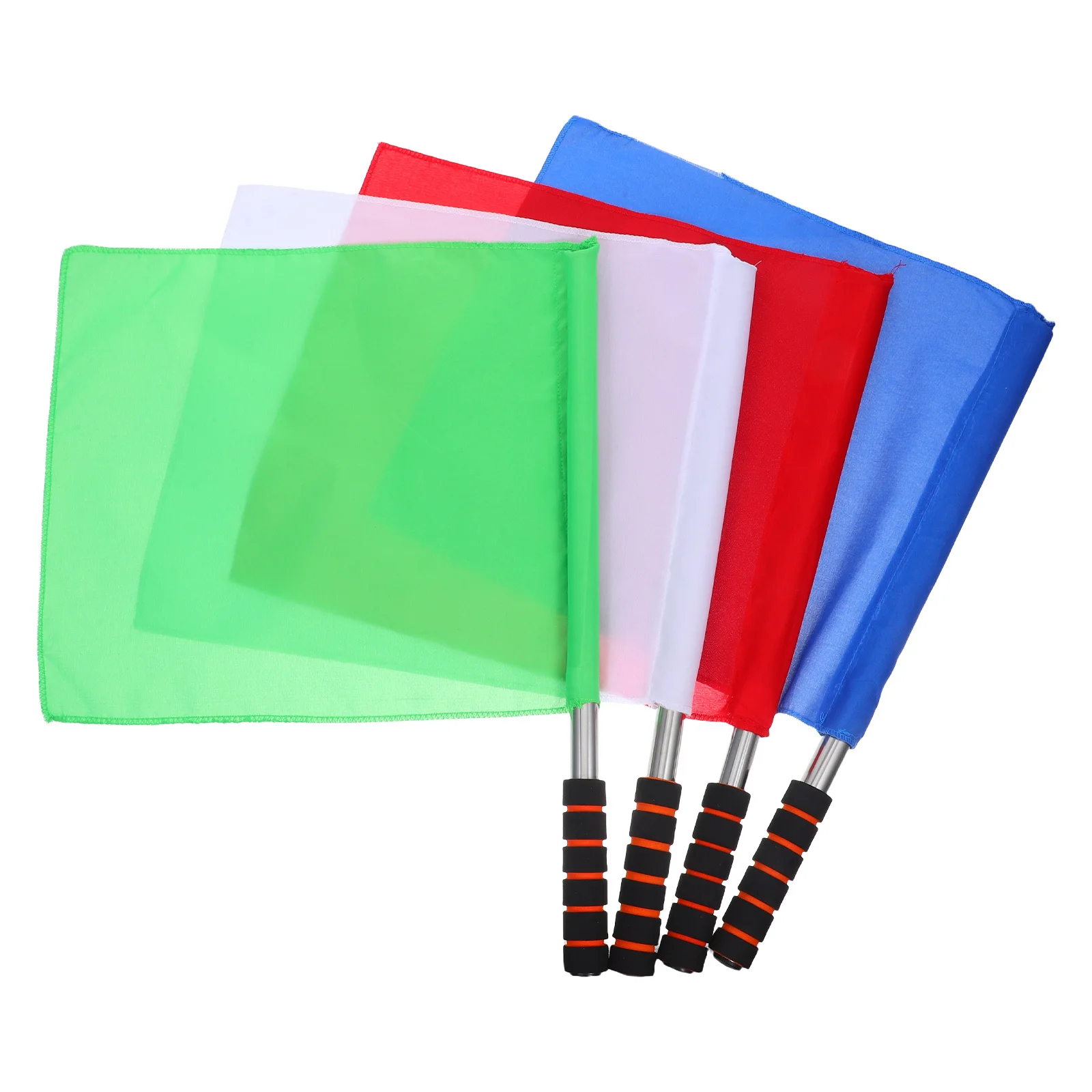 4개 트랙 경기 신호 깃발 스펀지 손잡이 심판 깃발 내구성 스테인리스 스틸 축구 배구 스포츠 심판 장비