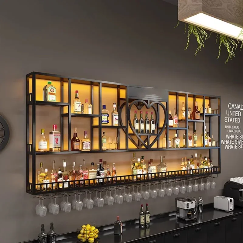 

Shelf Hanging Wine Cabinets Modern Industrial Club Whisky Bar Cabinets Liquor Display Metalic Botellero Vino Liquor Furniture