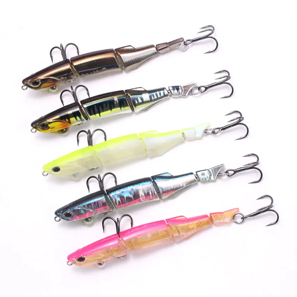 WALK FISH 1Pcs Multi-section Fishing Lure 90mm/7g Artificial 3D Lifelike Eyes Bionic Hard Bait Joint Lure Built-In Tungsten Bead