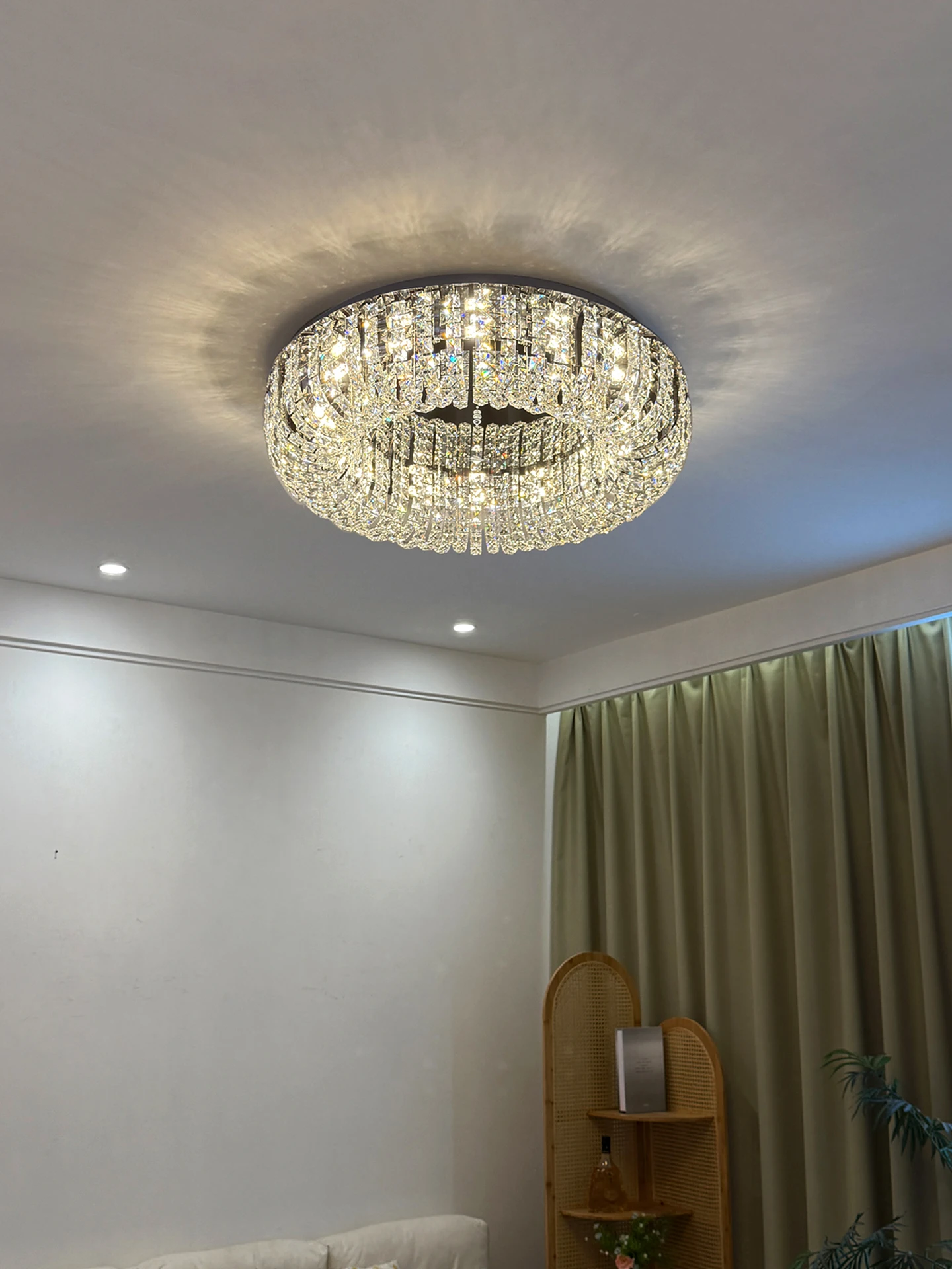 New Design Apple Round Light Luxury Living Room Crystal Ceiling Light Chrome Bedroom Dining Room Stainless Steel Entrance Light