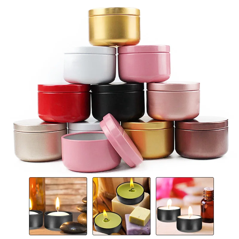 12pcs Home DIY Aluminum Candle Tin 50ml Round Metal Candy Tins Candle Containers Empty Jars Pot with Lids Art Crafts Supplies