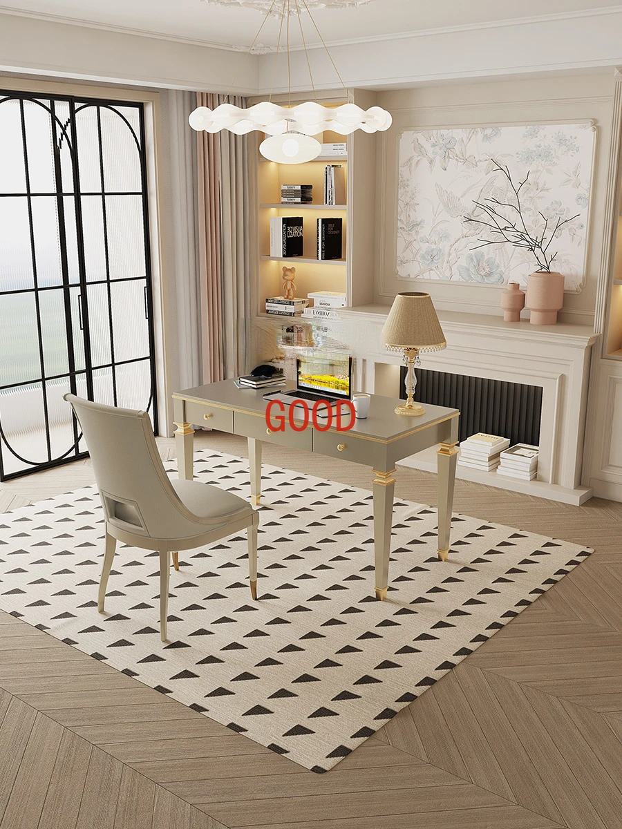 American Light Luxury Desk Chair Combination Creative Villa Simple Study Solid Wood Desk