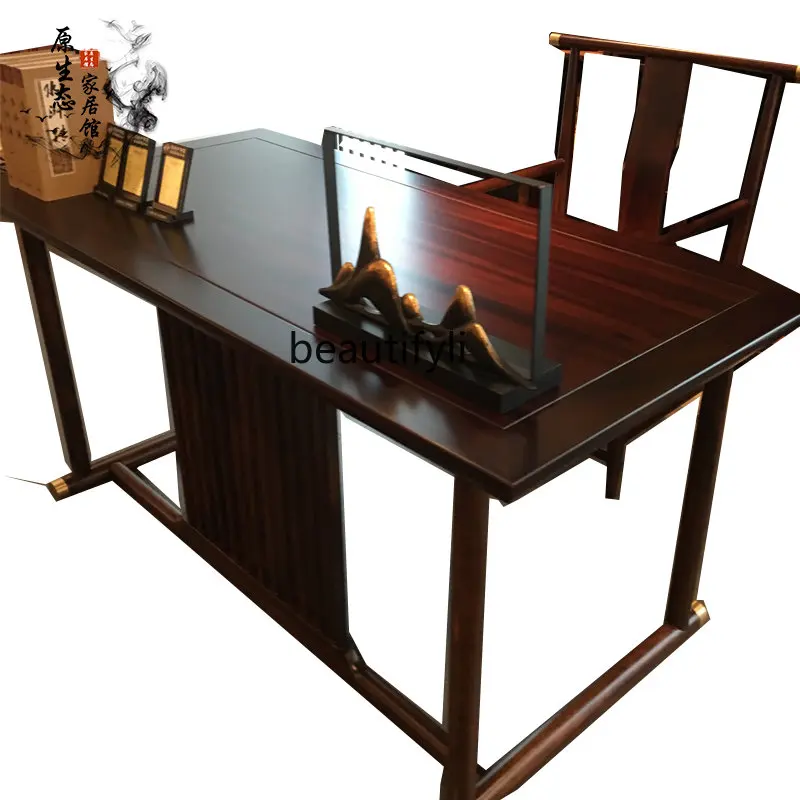 New Chinese Style Desk Zen Solid Wood Office Table and Chair Combination Simple Writing Desk Calligraphy Desk Computer Desk