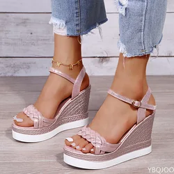 Women Summer Wedge Heel Sandals Platform Sandals Strap Open Toe Chunky Bottom Casual Shoes 2022 gold silver pink sandals 10cm