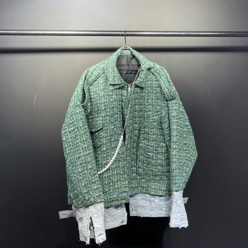 WVGA Primavera Inverno New Man Tide Falso in due pezzi con cerniera Giacca corta alla moda Nicchia Chic Casual Cappotto a maniche lunghe oversize Ins W12820
