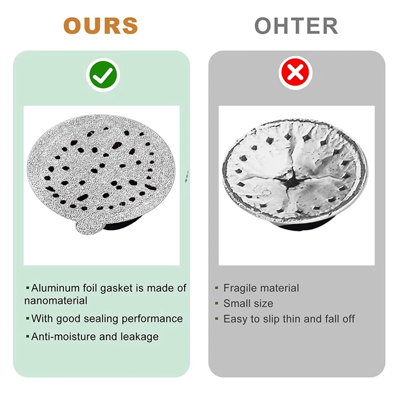 AB43-Aluminiumfolien, Deckel, Dichtungen – wiederverwendbare Kapseln, Kaffeepads, 240 Stück, für Vertuoline Vertuo, wiederverwendbare Kaffeepads, Abdeckung, Dichtungen, 62 mm