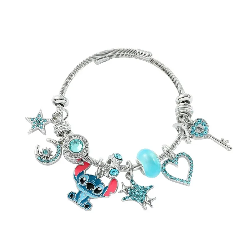 Disney Stitch Pandora Bracelet Jewelry Fashion Personality Adjustable Opening Ladies Bracelet Girlfriend Valentine Day Gifts