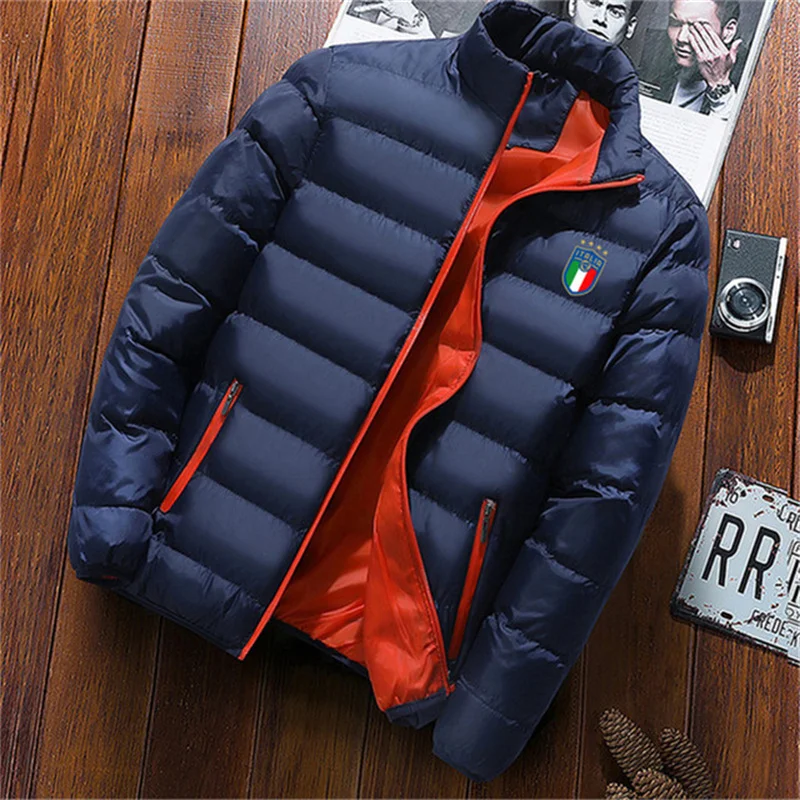 Winter coat men's fashion stand collar men's coat outdoor camping men's solid thickened jacket coat men's Parka