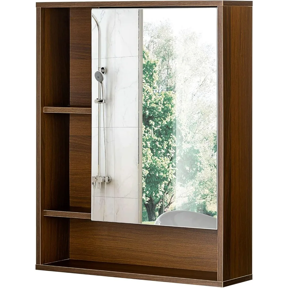 Bathroom Wall Mirror Cabinet, Medicine Cabinet with Single Door  Adjustable Shelf, Over The Toilet Space Saver Storage Cabinet