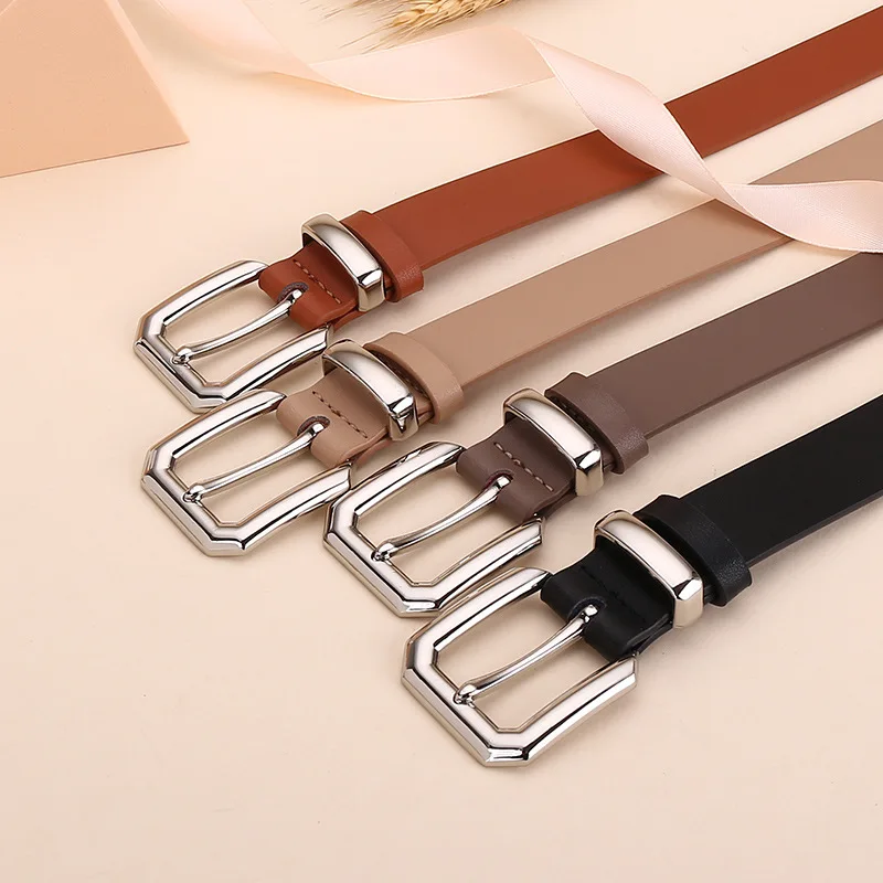 Nieuwe Eenvoudige Mode Naaldgesp Pure Koeienhuid Riem Dames Textuur Casual Pak Rok Riem In Stijl Dunne Riem Jeans Riem