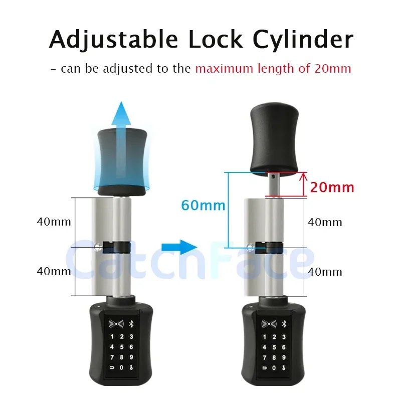 TTlock Bluetooth Smart Cylinder Lock WIFI security wireless Electronic Digital APP Keypad Code RFID Card Keyless Lock