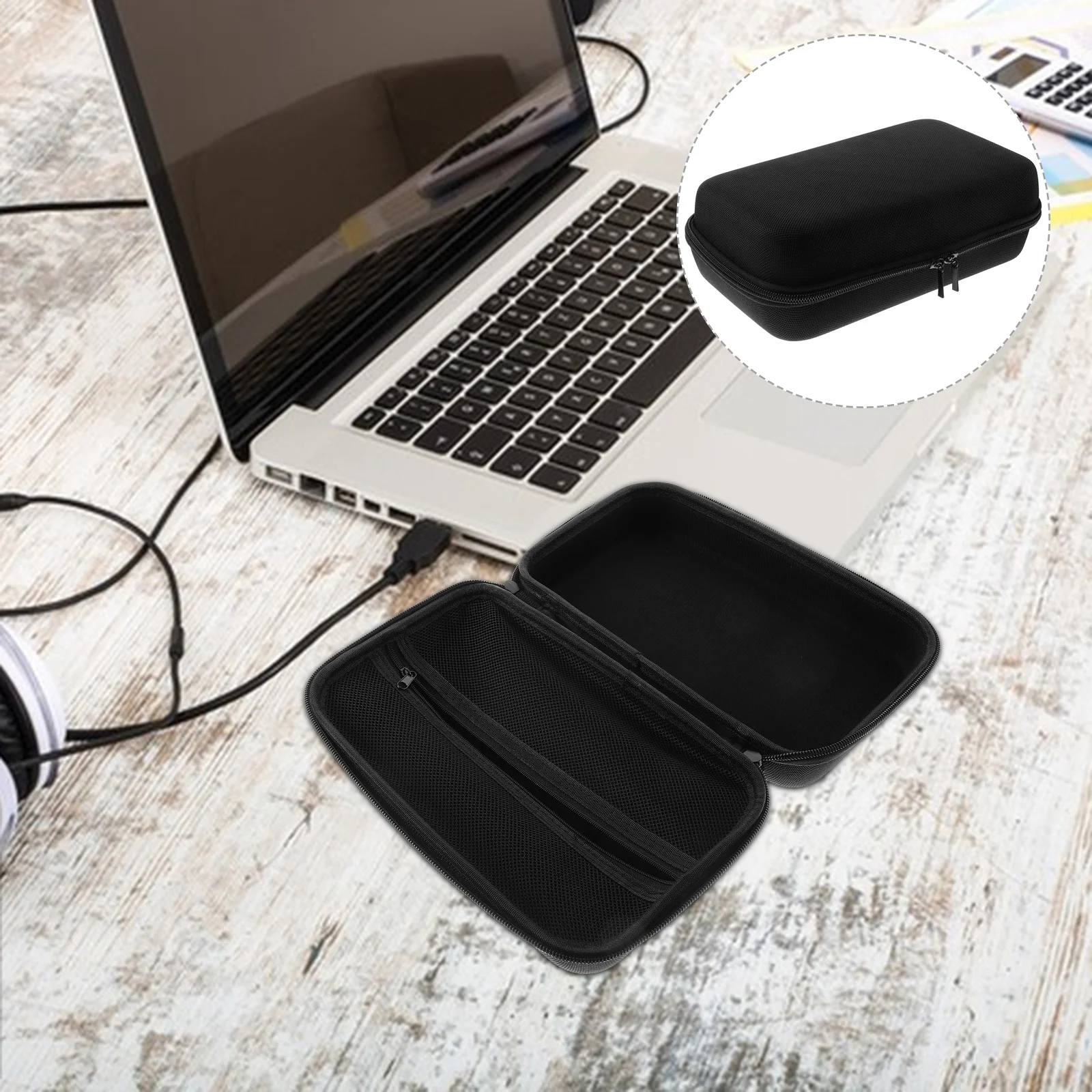 Electronics Organizer Storage Bag Portable Car Holder Power Adapter Case Compact Portable Storage Bag for Travel