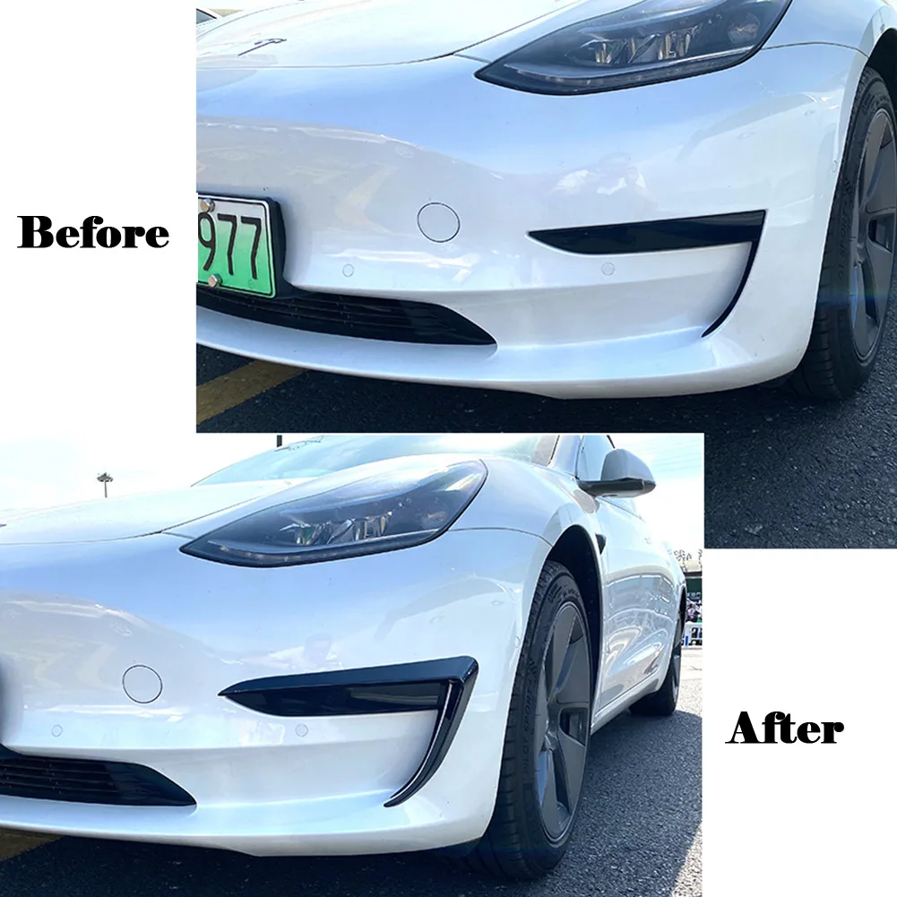 

Brand New Front Bumper Cover Model 3 Wind Sticker ABS Plastic Correct Connector Direct Installation Eyebrow Trim