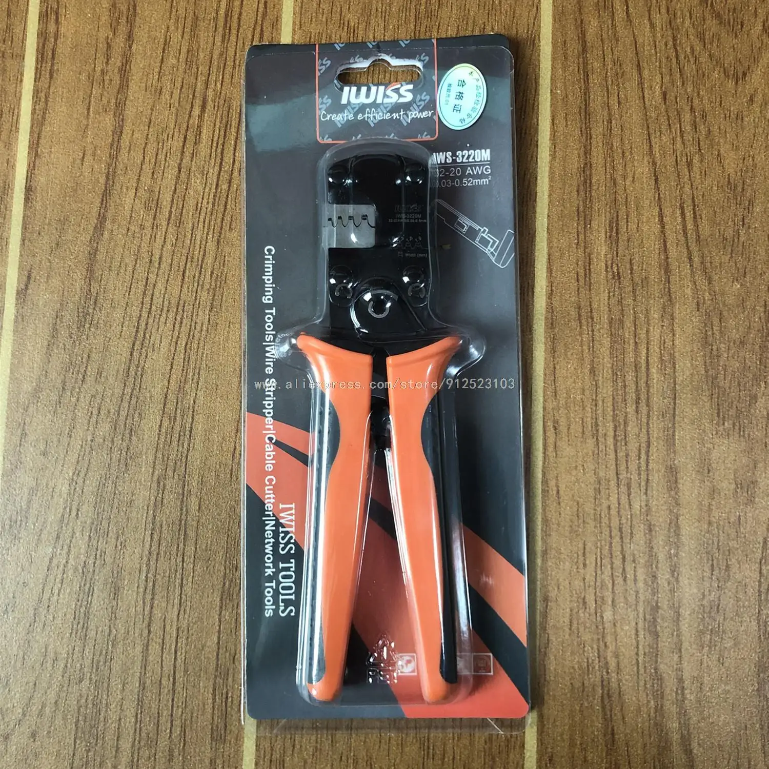 IWISS IWS-3220M Ratchet Crimping Plier Hand Crimper Tools for Narrow-pitch Connector Pins Crimp Range 0.03-0.5mm2 (AWG: 32-20)