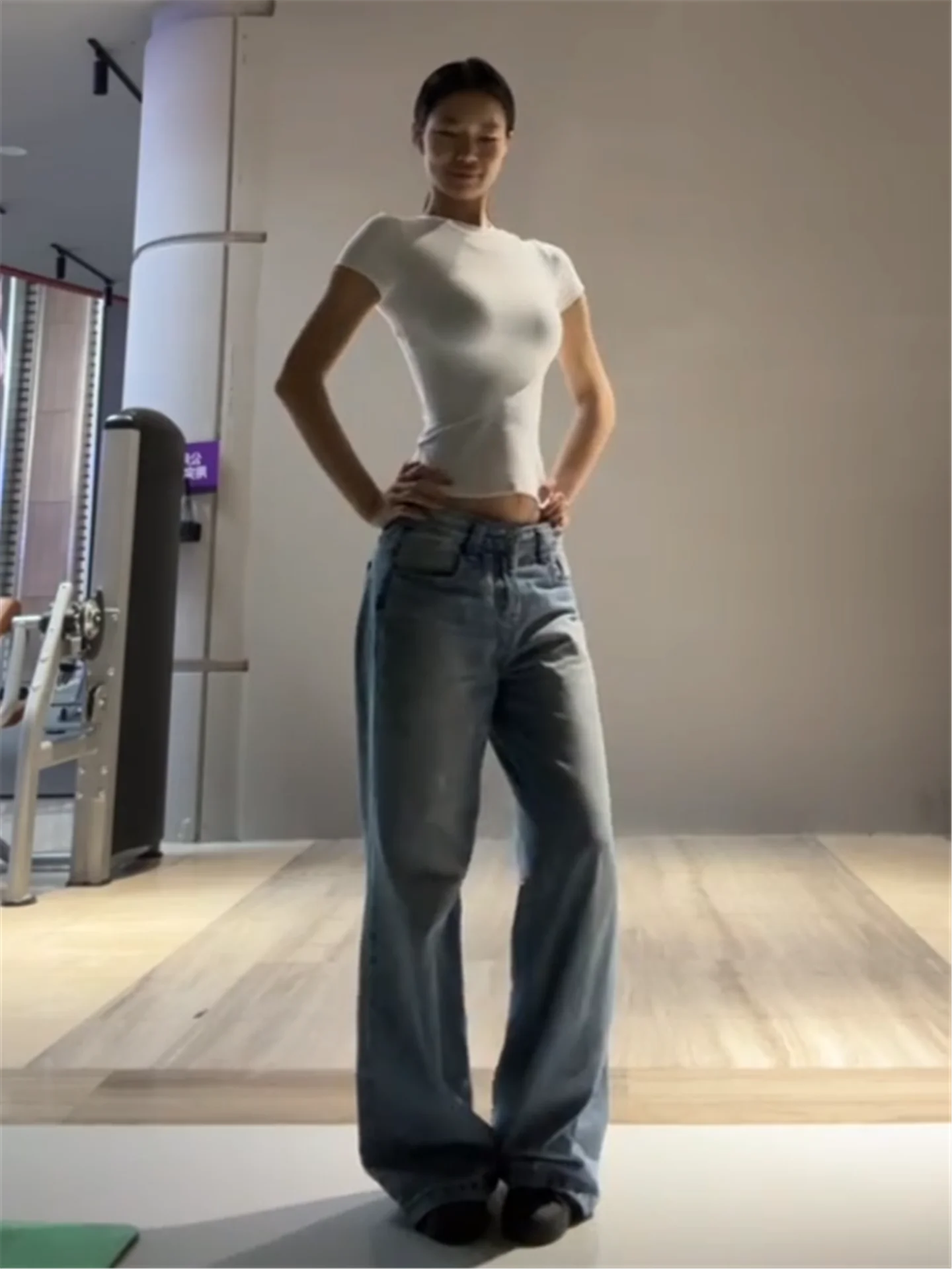 

American Vintage Light Blue mid Low Waist Wide Leg Jeans Women's Loose Draping Wear Spring Floor-Length Pants Casual Cotton