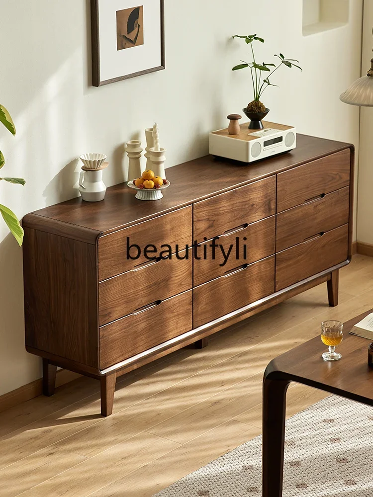 

ff North American black walnut, Nordic simple all-solid wood chest cabinet, home living room wall locker